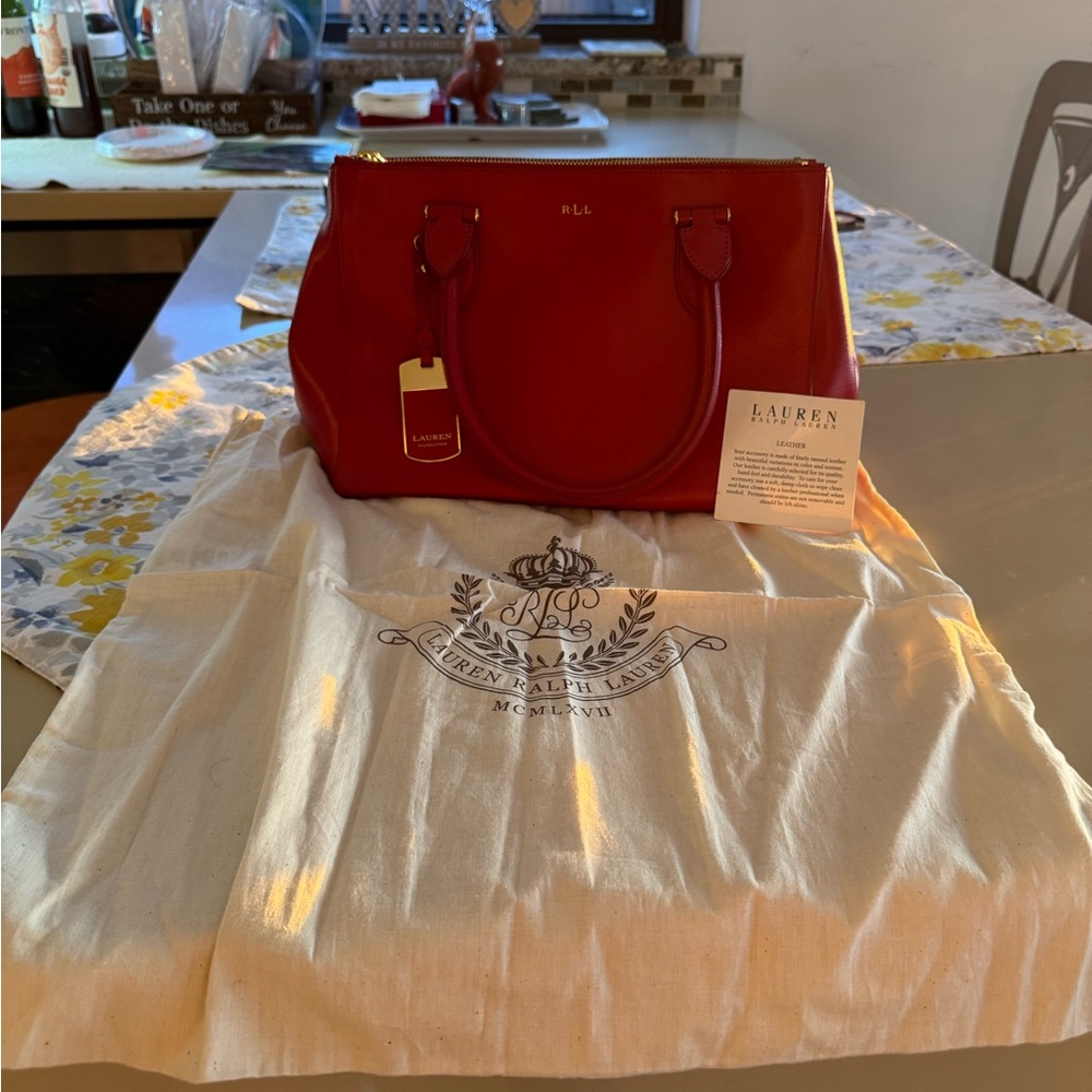 Lauren Ralph Lauren Cherry Red Satchel